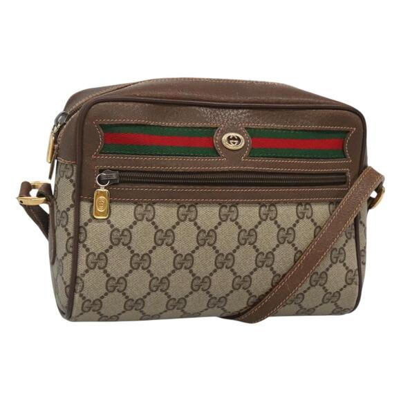 GUCCI GG Supreme Web Sherry Line Bag Pvc Beige Gold 56 02 087 - Picture 1 of 16